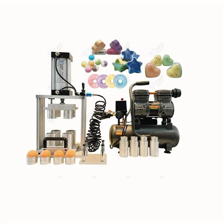 FRS-4 Pneumatic Desktop Mini Bath Bomb Salt Ball Press Machine 2/4/6 Moulds Square Heart Cube